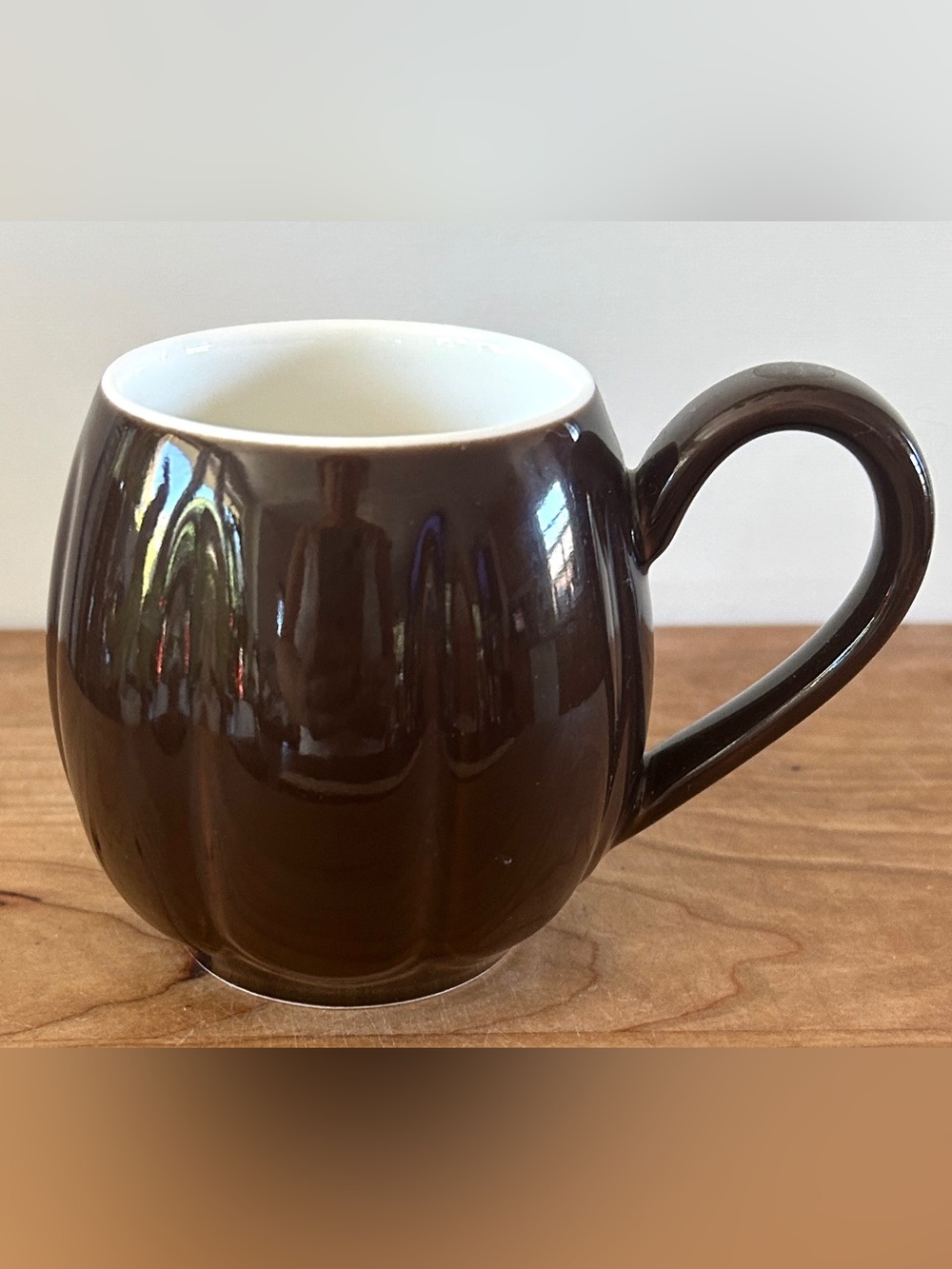 Teavana Fine Porcelain Chocolate Brown Tea or Espresso Mug Pumpkin Shaped
